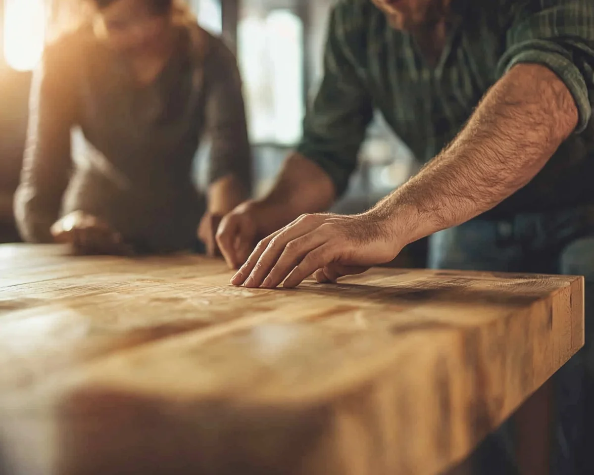 Couple assembling new furniture together