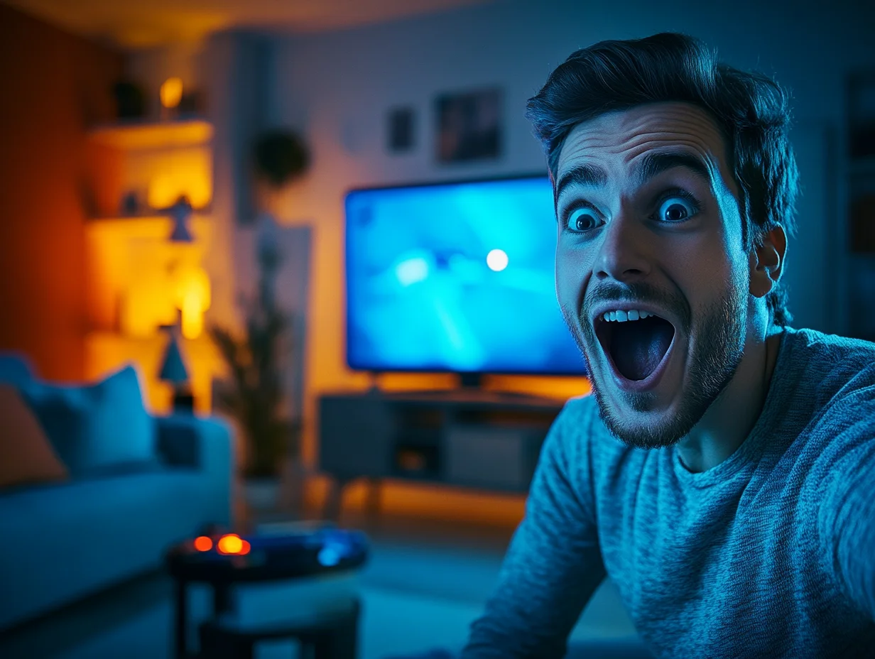 Man unboxing new TV financed through Zebit